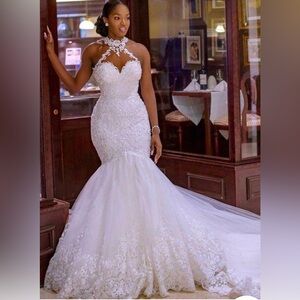 Elegant White Lace Mermaid Wedding Dress